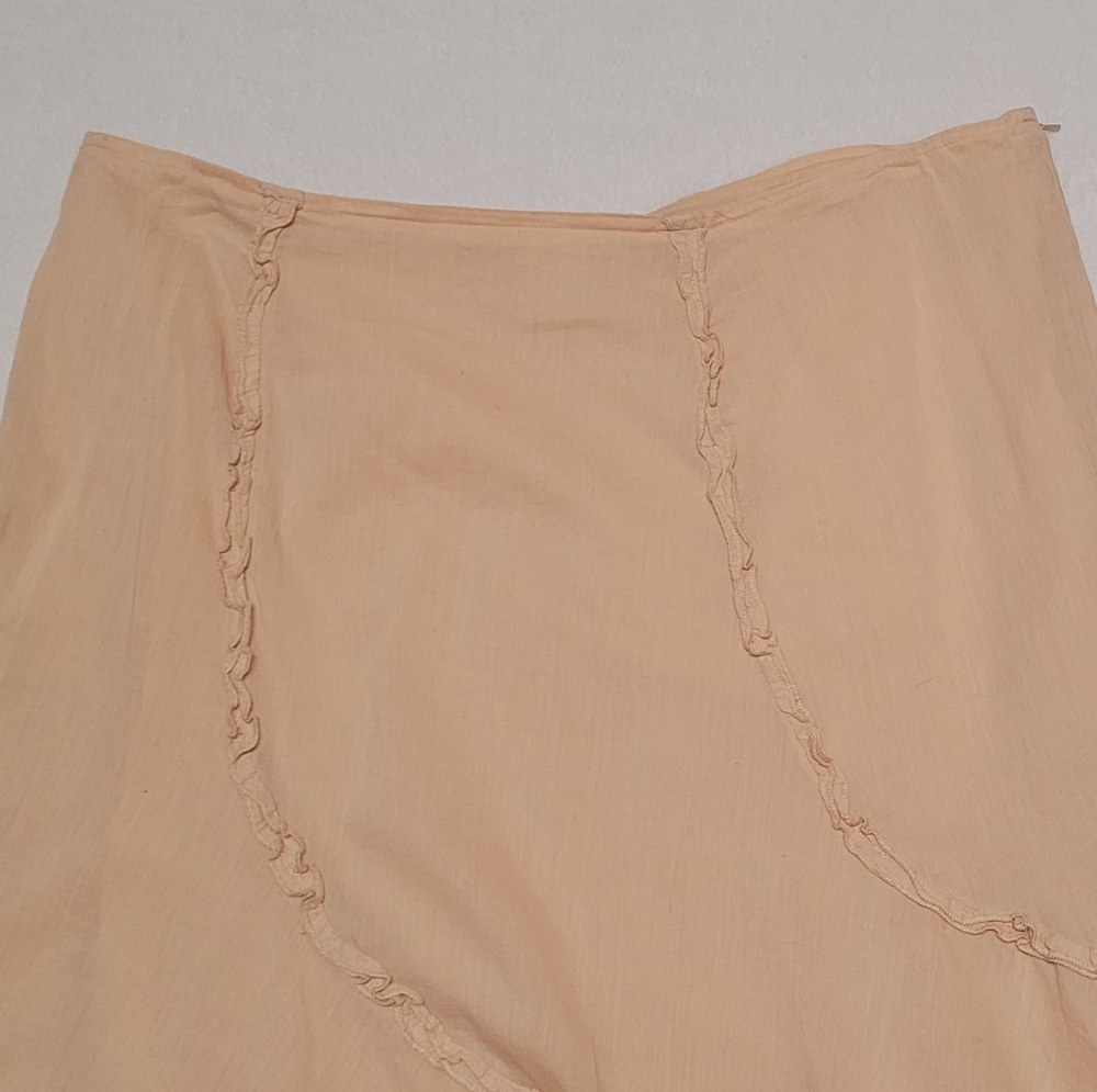 Charlotte Russe Vintage Cream Tiered Asymmetric Ruffle High Waisted Midi Skirt L - Picture 3 of 10